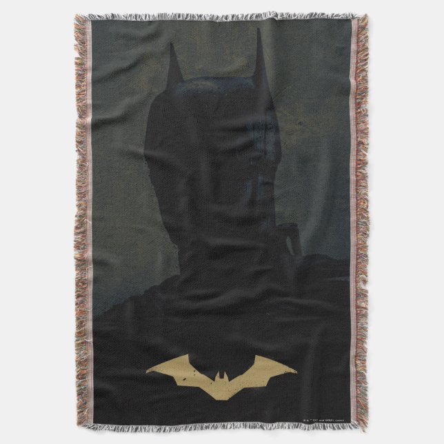 The Batman With Golden Bat Symbol Throw Blanket (Front Vertical)