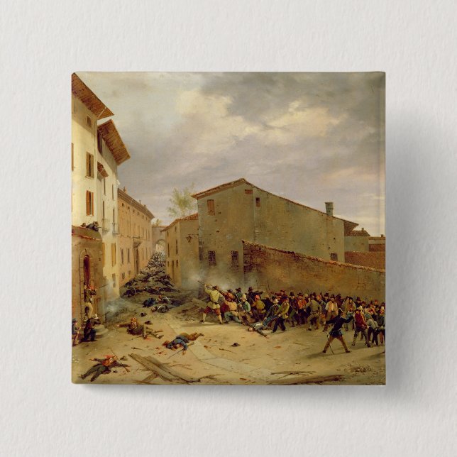 The Battle 2 Inch Square Button (Front)