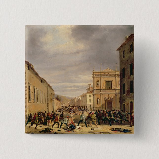 The Battle 2 Inch Square Button (Front)