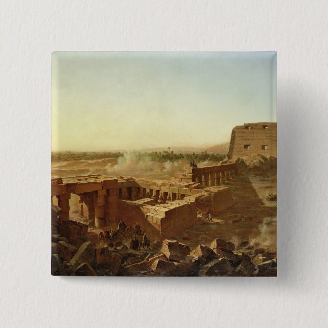 The Battle at the Temple of Karnak 2 Inch Square Button (Front)