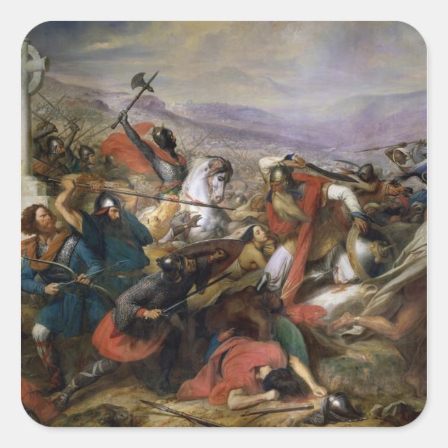 The Battle of Poitiers, won by Charles Martel Square Sticker (Front)