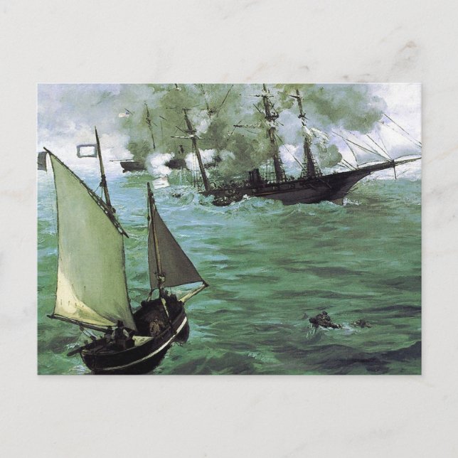The Battle of the Kearsarge and the Alabama Postcard (Front)