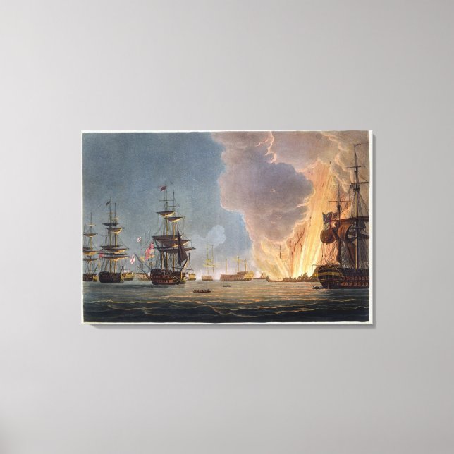 The Battle of the Nile, 1st August 1798, engraved Canvas Print (Front)