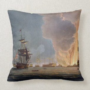 The Battle of the Nile, 1st August 1798, engraved Throw Pillow