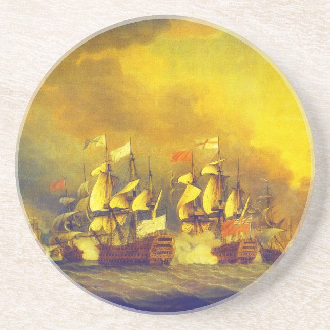 The Battle of the Saintes by Thomas Mitchell 1782 Coaster (Front)