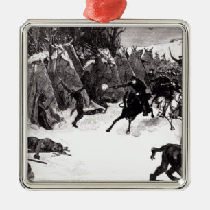The Battle of the Washita Metal Ornament