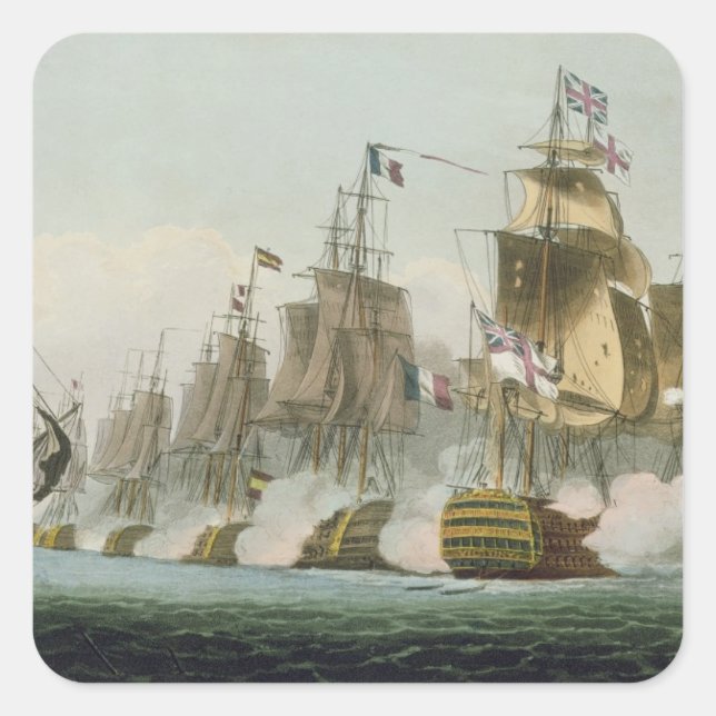 The Battle of Trafalgar, 21st October 1805, engrav Square Sticker (Front)