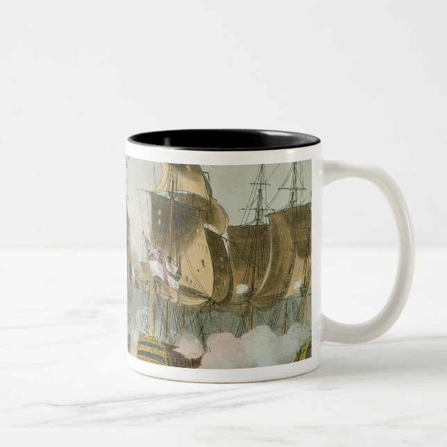 The Battle of Trafalgar, 21st October 1805, engrav Two-Tone Coffee Mug (Right)