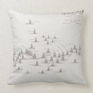 The Battle of Trafalgar, 21st October 1805, Positi Throw Pillow