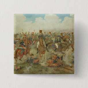 The Battle of Waterloo, June 18th 1815 (w/c on pap 2 Inch Square Button