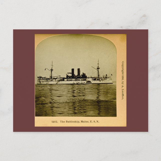 The Battleship Maine Vintage Stereoview Postcard (Front)