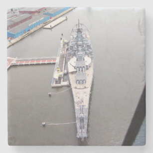 The battleship New Jersey from above   Beverage Co Stone Coaster