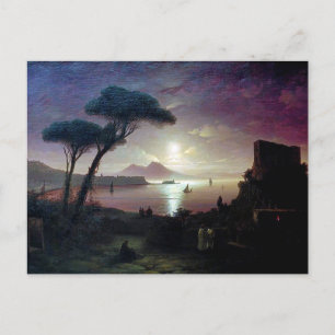 The Bay of Naples in the evening, in the moonlight Postcard