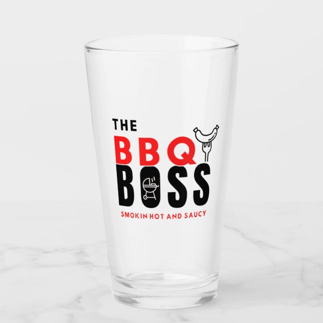 The BBQ Boss Father's Day Glass Cup (Front)
