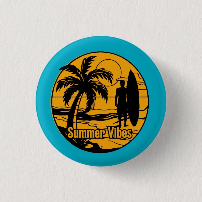 the beach 1 inch round button (Front)