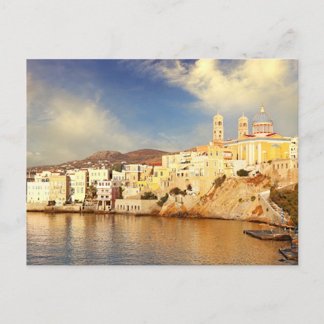 The beach Agios Nikolaos in Syros island Postcard (Front)