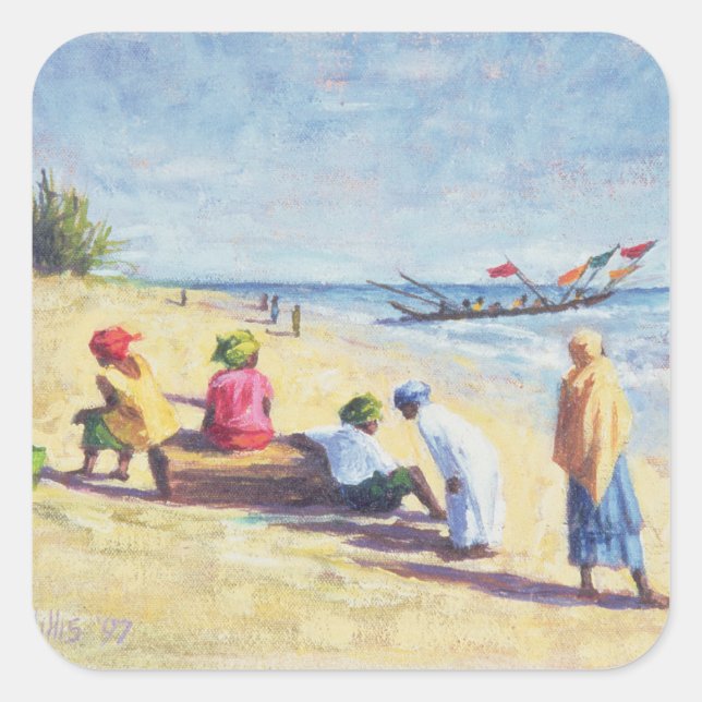 The Beach at Abene Senegal 1997 Square Sticker (Front)