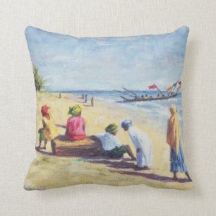 The Beach at Abene Senegal 1997 Throw Pillow