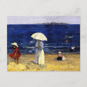 The beach at Dinard , Clarence Gagnon - Famous Holiday Postcard