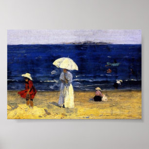 The Beach at Dinard , Clarence Gagnon Poster