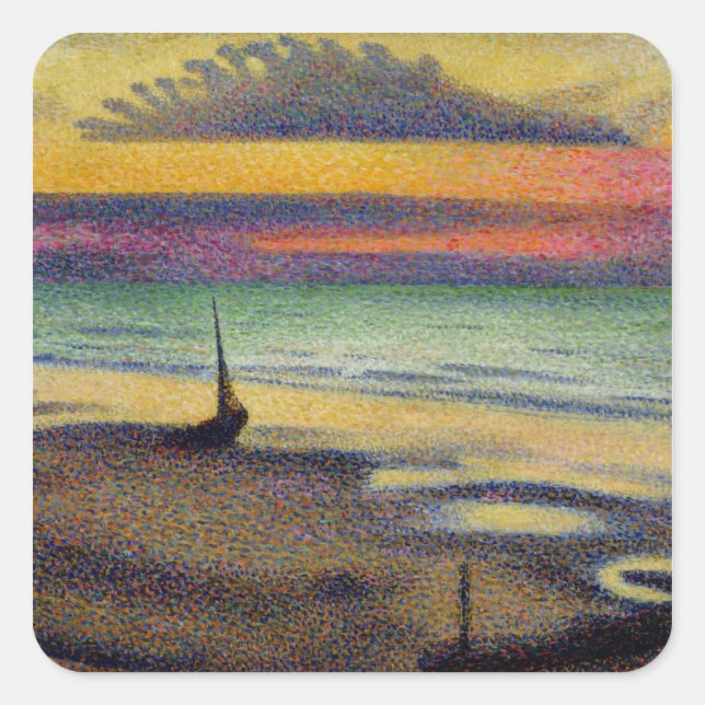 The Beach at Heist, 1891-92 Square Sticker (Front)