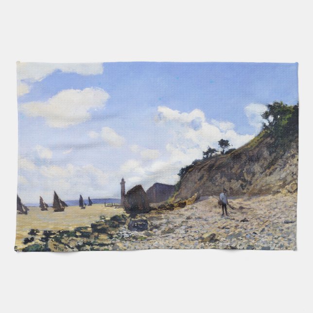 The Beach at Honfleur, 1865 Claude Monet Kitchen Towel (Horizontal)