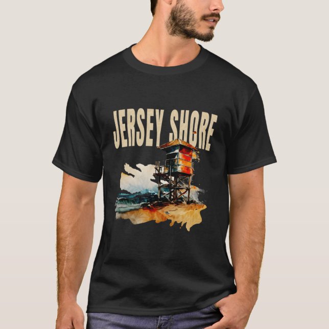 The Beach At New Jersey Shore Oceanfront Lifeguard T-Shirt (Front)