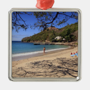 The beach at Pigeon Island National Park Metal Ornament