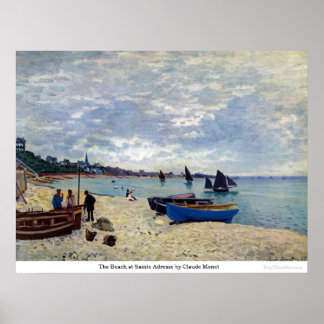 The Beach at Sainte Adresse by Claude Monet Poster