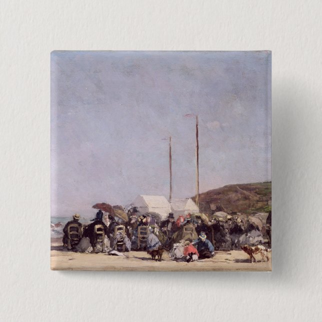 The Beach at Trouville, 1864 2 Inch Square Button (Front)