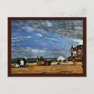 The Beach At Trouville By Boudin Eugène Postcard