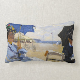 The Beach at Trouville Claude Monet Lumbar Pillow