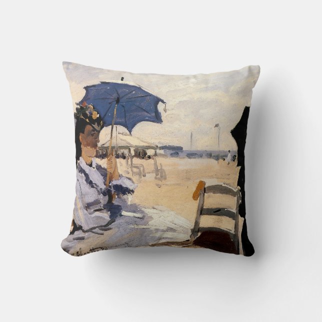 The Beach at Trouville Throw Pillow (Front)