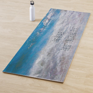 The Beach Blue White Coastal Ocean Wave Phrase Yoga Mat