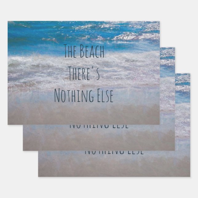 The Beach Blue White Tropical Ocean Waves Coastal Wrapping Paper Sheet (Set)
