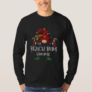 The Beach Bum Gnome Buffalo Plaid Christmas Tree T-Shirt
