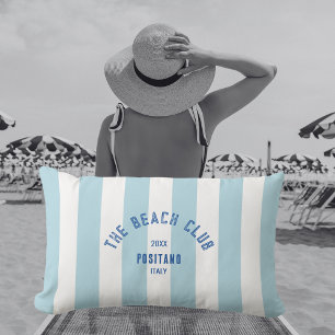 The Beach Club Crest Blue Cabana Stripe Lumbar Pillow
