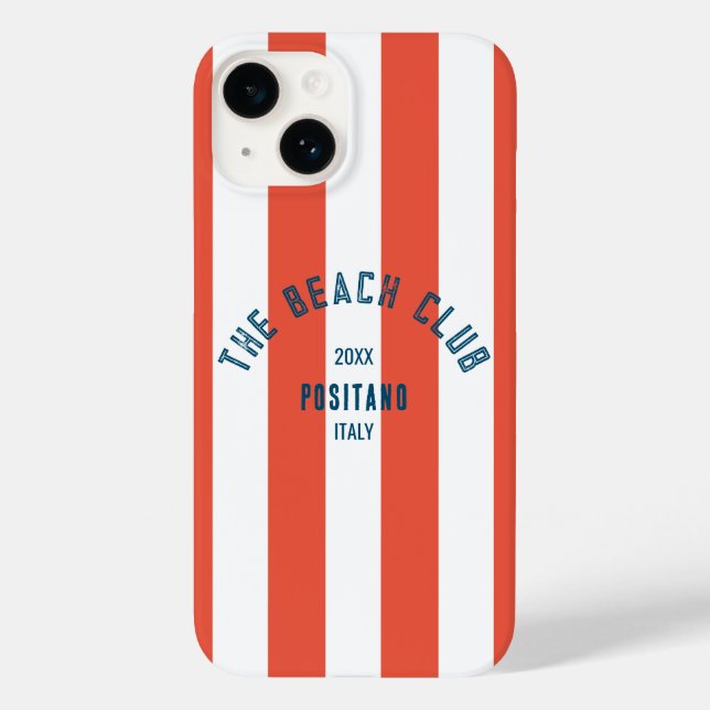 The Beach Club Crest Red Cabana Stripe Case-Mate iPhone Case (Back)