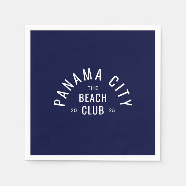 The Beach Club Deep Blue Personalized Destination  Napkin (Front)