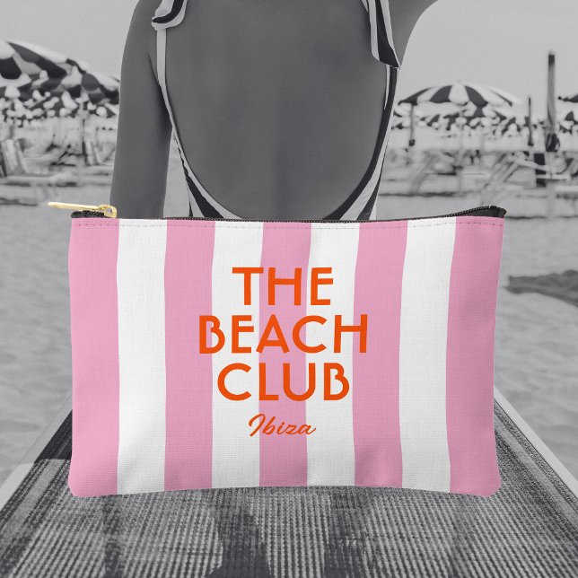 The Beach Club Ibiza Pink Cabana Stripe Accessory Pouch (Creator Uploaded)