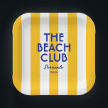 The Beach Club Sorrento Yellow Cabana Stripe  Paper Plate<br><div class="desc">Elevate your coastal gatherings with our vibrant Beach Club Yellow Cabana Stripe Paper Plates. Featuring a classic cabana stripe design in warm yellow, these plates exude timeless seaside elegance. Perfect for beach-themed parties, summer picnics, or coastal gatherings, these plates bring charm and functionality to any occasion. Customize your experience! Personalize...</div>