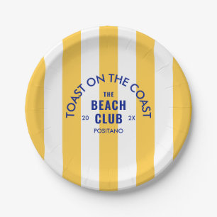 The Beach Club Toast On The Coast Yellow Stripe Paper Plate