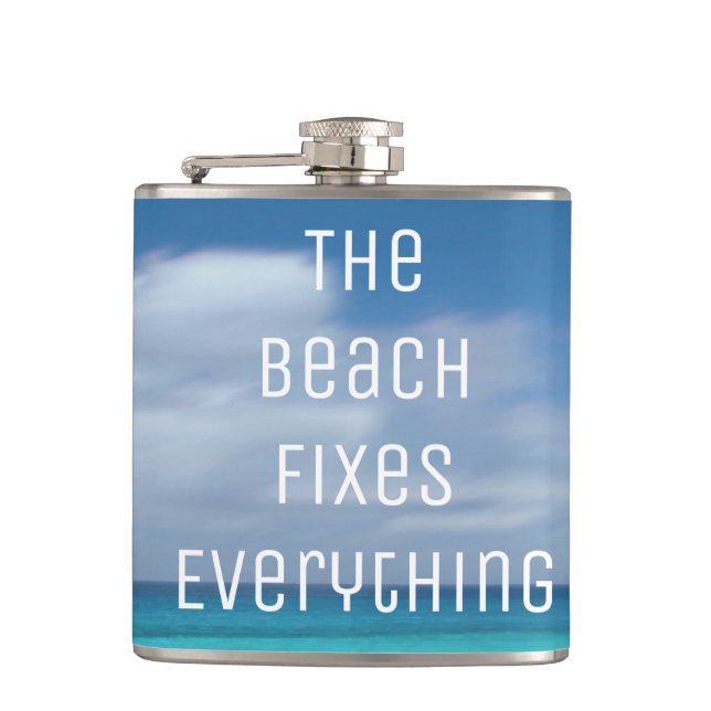The Beach Fixes Everything Hip Flask (Front)