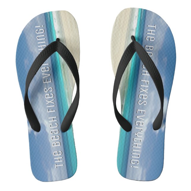 The Beach Fixes Everything Sand & Ocean Scene Flip Flops (Footbed)