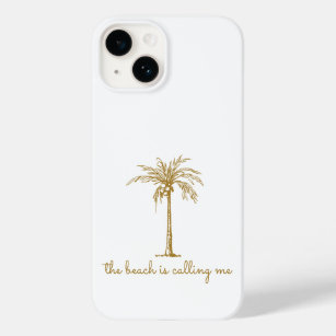 The Beach is Calling Me Golden Coconut Palm Tree Case-Mate iPhone 14 Case
