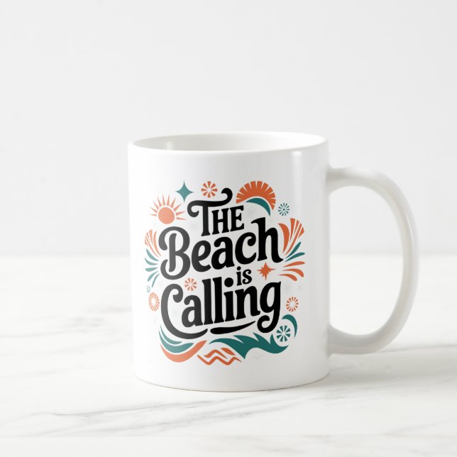 The Beach Is Calling Retro Summer Vibes Design Coffee Mug (Right)