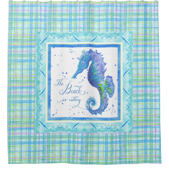 The Beach is Calling Seahorse Ocean Bathroom Decor (Front)