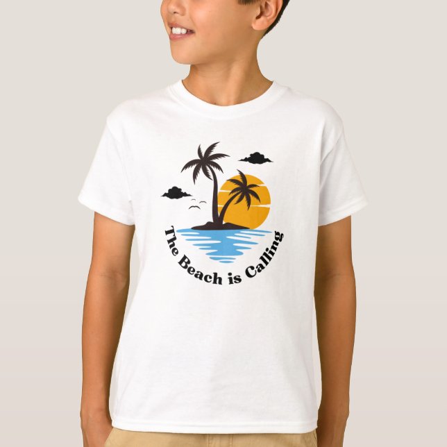 The Beach Is Calling Summer Family Vacation T-Shirt (Front)