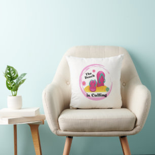 the beach is calling throw pillow