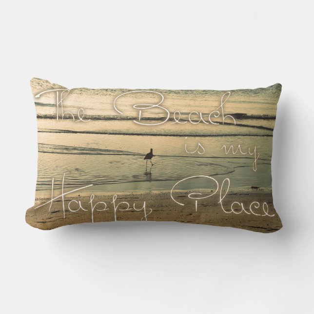 The Beach is My Happy Place Lumbar Pillow (Front)